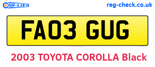 FA03GUG are the vehicle registration plates.