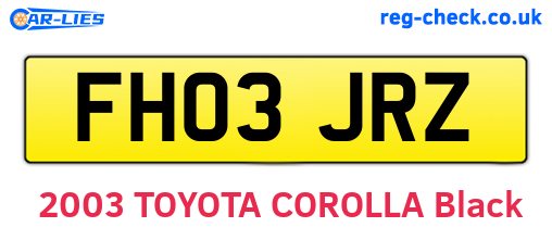 FH03JRZ are the vehicle registration plates.