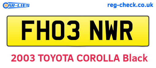 FH03NWR are the vehicle registration plates.