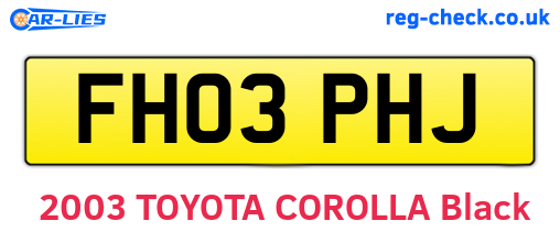 FH03PHJ are the vehicle registration plates.