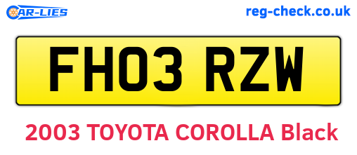 FH03RZW are the vehicle registration plates.