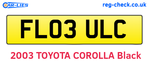 FL03ULC are the vehicle registration plates.