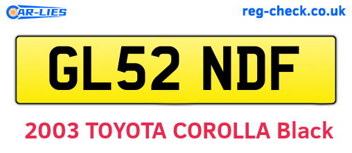 GL52NDF are the vehicle registration plates.