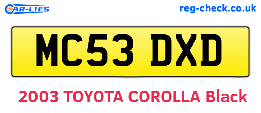 MC53DXD are the vehicle registration plates.