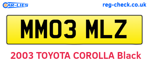MM03MLZ are the vehicle registration plates.