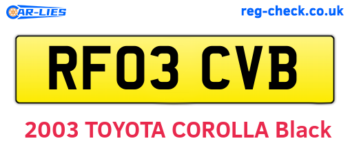 RF03CVB are the vehicle registration plates.