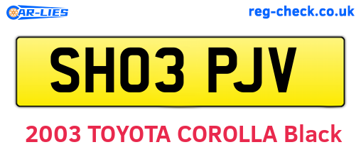 SH03PJV are the vehicle registration plates.