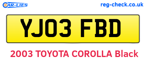 YJ03FBD are the vehicle registration plates.