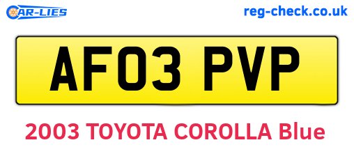 AF03PVP are the vehicle registration plates.