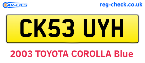 CK53UYH are the vehicle registration plates.