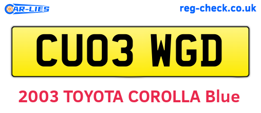 CU03WGD are the vehicle registration plates.