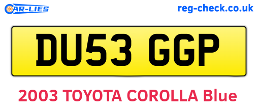 DU53GGP are the vehicle registration plates.