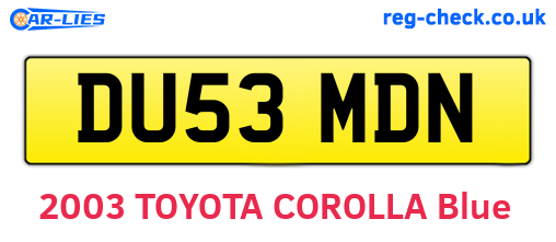 DU53MDN are the vehicle registration plates.