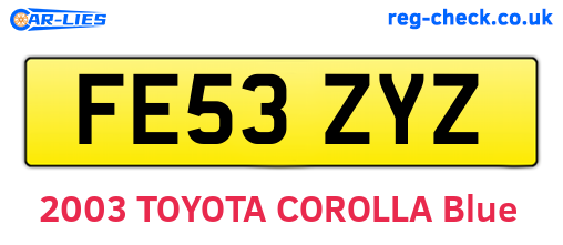 FE53ZYZ are the vehicle registration plates.