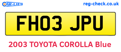 FH03JPU are the vehicle registration plates.