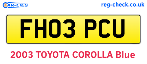 FH03PCU are the vehicle registration plates.