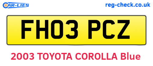 FH03PCZ are the vehicle registration plates.