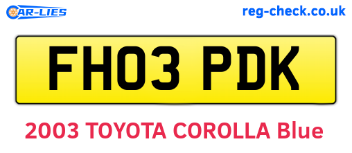 FH03PDK are the vehicle registration plates.
