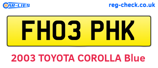 FH03PHK are the vehicle registration plates.