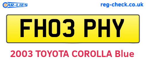 FH03PHY are the vehicle registration plates.