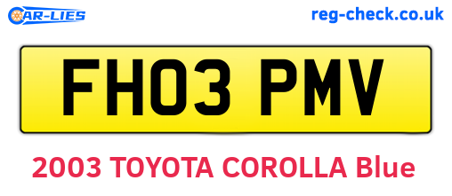 FH03PMV are the vehicle registration plates.