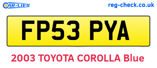 FP53PYA are the vehicle registration plates.
