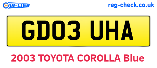GD03UHA are the vehicle registration plates.