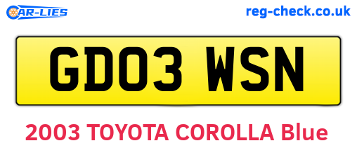 GD03WSN are the vehicle registration plates.