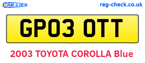 GP03OTT are the vehicle registration plates.