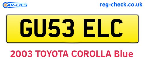 GU53ELC are the vehicle registration plates.