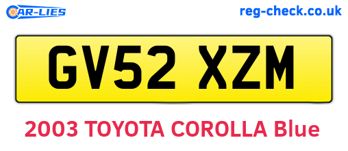 GV52XZM are the vehicle registration plates.