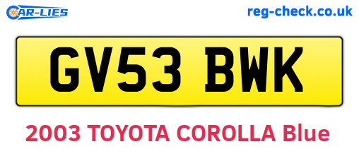 GV53BWK are the vehicle registration plates.
