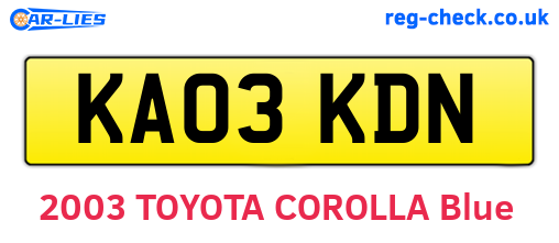 KA03KDN are the vehicle registration plates.