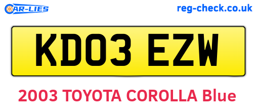 KD03EZW are the vehicle registration plates.