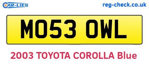 MO53OWL are the vehicle registration plates.