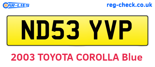 ND53YVP are the vehicle registration plates.