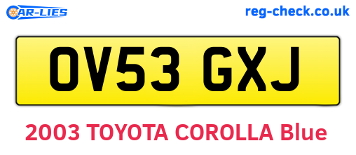 OV53GXJ are the vehicle registration plates.