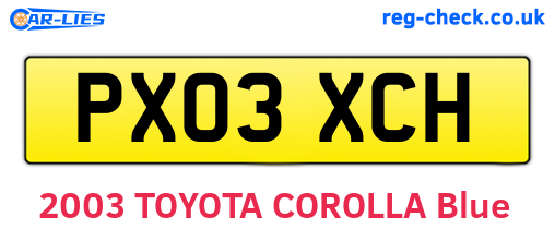 PX03XCH are the vehicle registration plates.