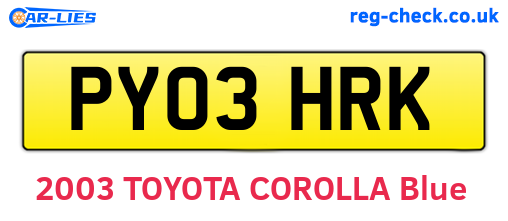 PY03HRK are the vehicle registration plates.