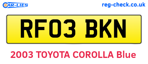 RF03BKN are the vehicle registration plates.