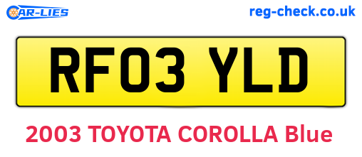 RF03YLD are the vehicle registration plates.