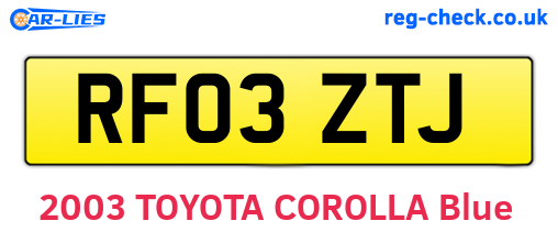 RF03ZTJ are the vehicle registration plates.