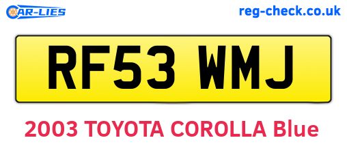 RF53WMJ are the vehicle registration plates.