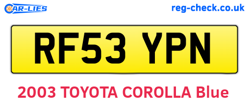 RF53YPN are the vehicle registration plates.