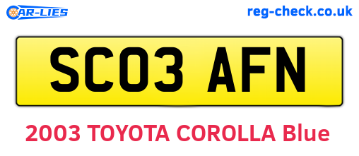 SC03AFN are the vehicle registration plates.