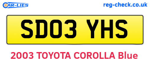 SD03YHS are the vehicle registration plates.