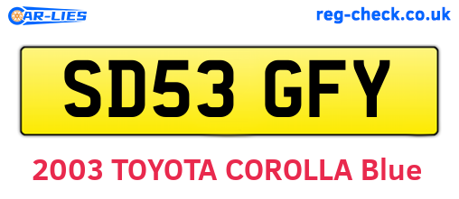 SD53GFY are the vehicle registration plates.