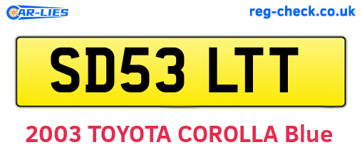 SD53LTT are the vehicle registration plates.