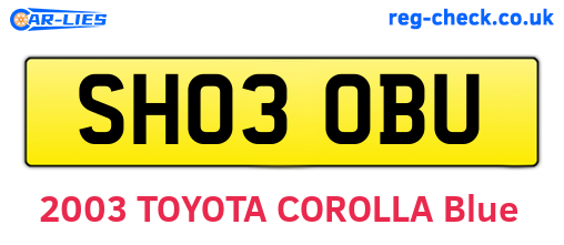 SH03OBU are the vehicle registration plates.