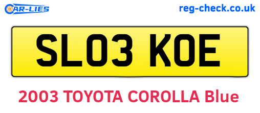 SL03KOE are the vehicle registration plates.